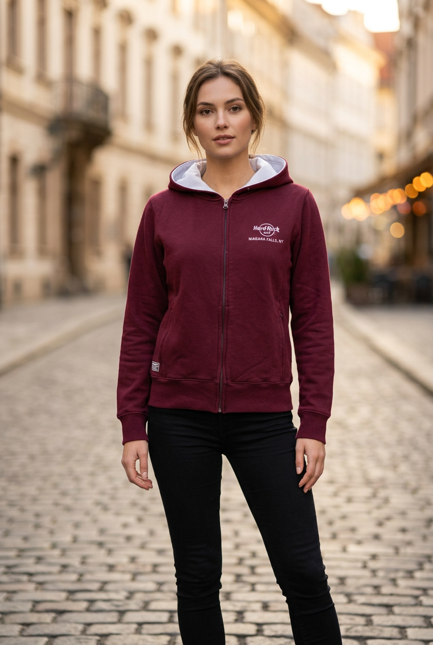 Sudadera con Capucha Hard Rock Cafe para Mujer Usada - Roja, XL