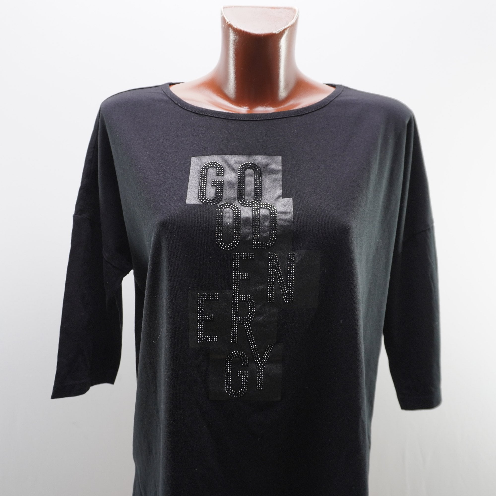 Camiseta de Manga Corta Cartoon para Mujer - Negra, XL - Usada en Muy Buen Estado