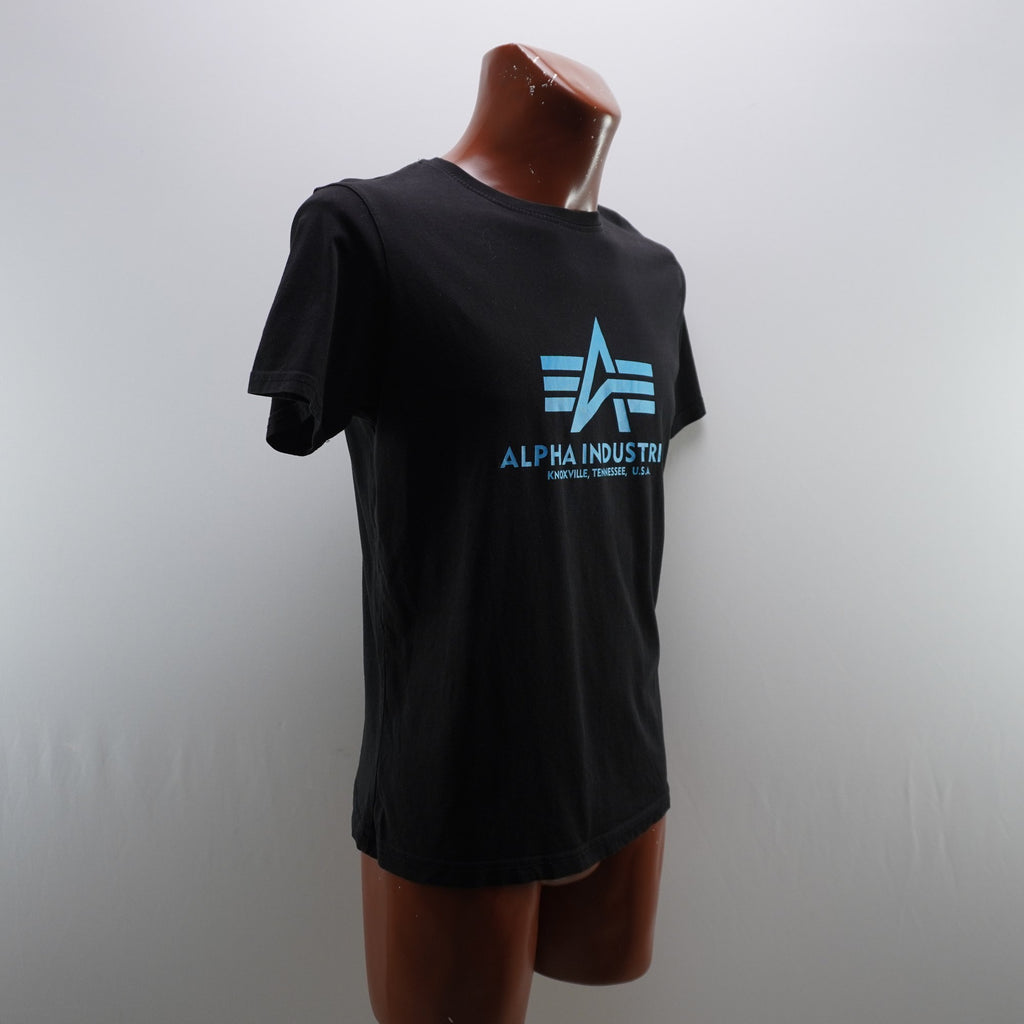 Camiseta de Manga Corta Alpha Industries para Hombre Usada - Negra, Mediana