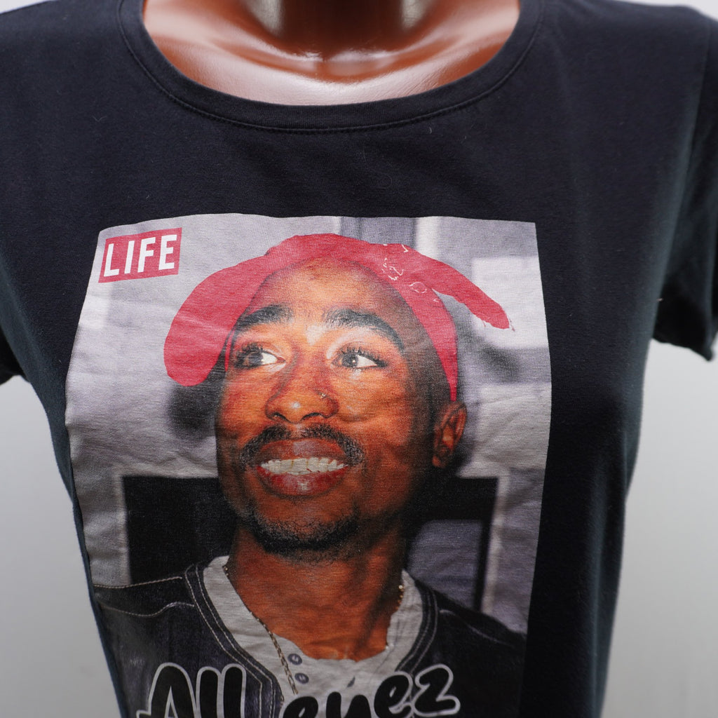 Camiseta de Manga Corta Life para Mujer Usada - Negro, L