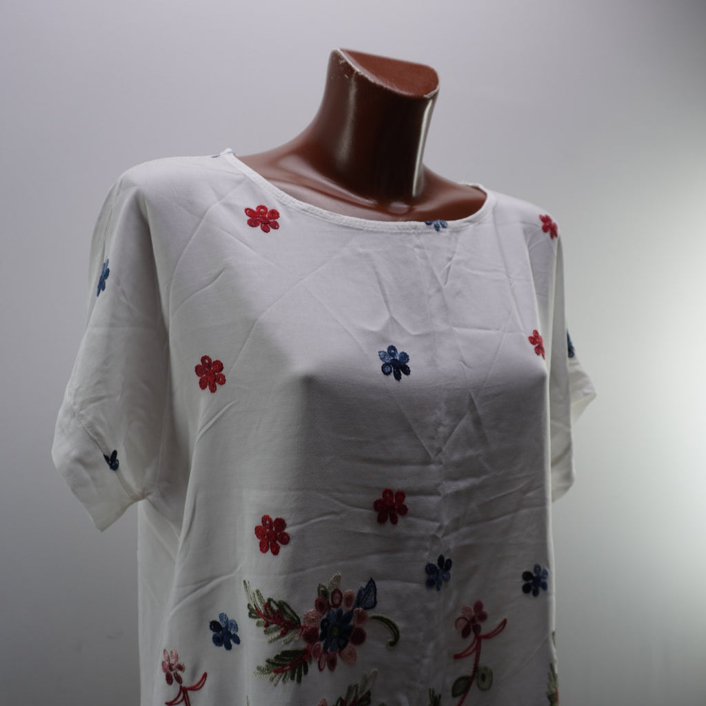 Camiseta de Manga Corta Italian Style para Mujer - Blanco, L, Usada en Muy Buen Estado