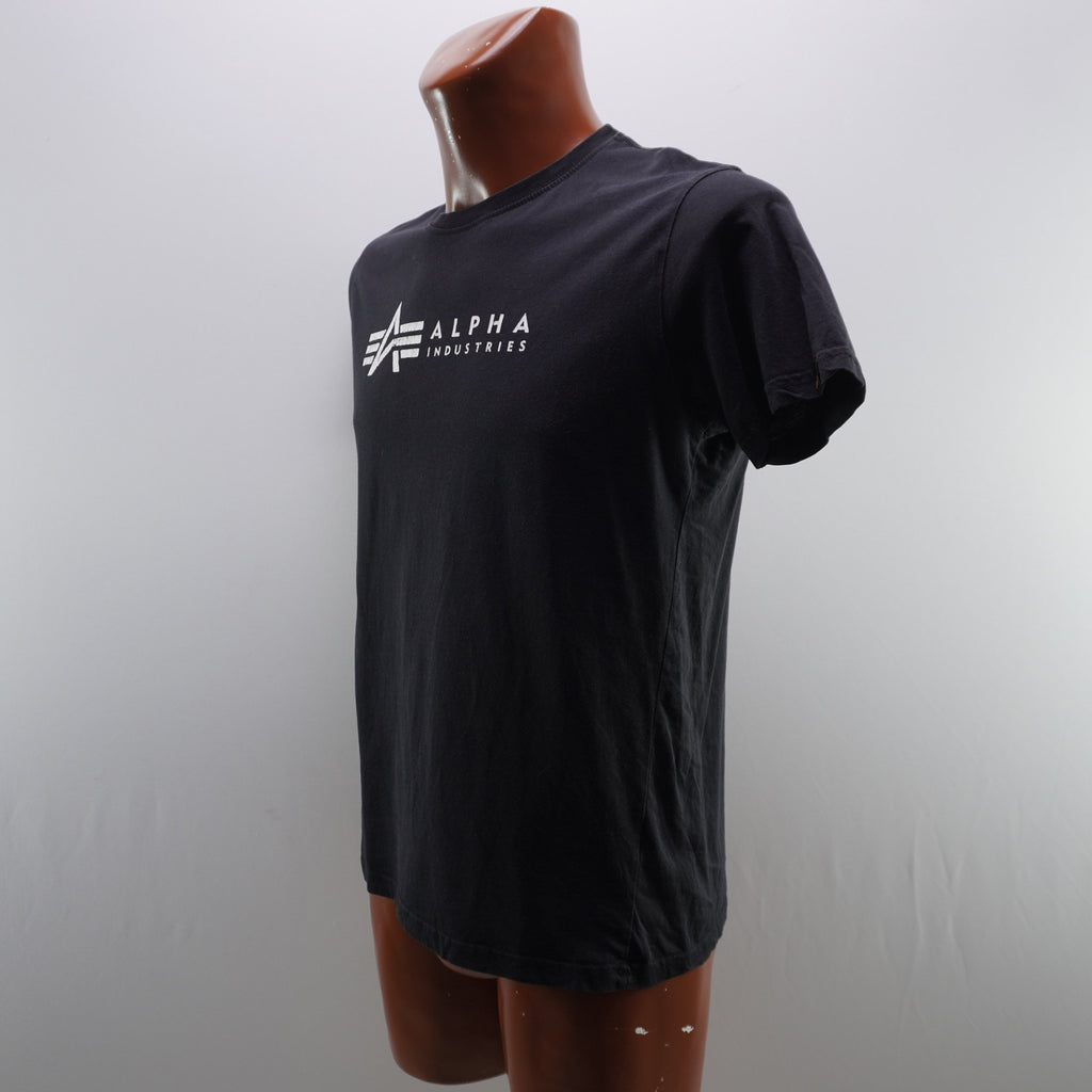 Camiseta de Manga Corta Alpha Industries para Hombre - Negra, M, Usada en Muy Buen Estado