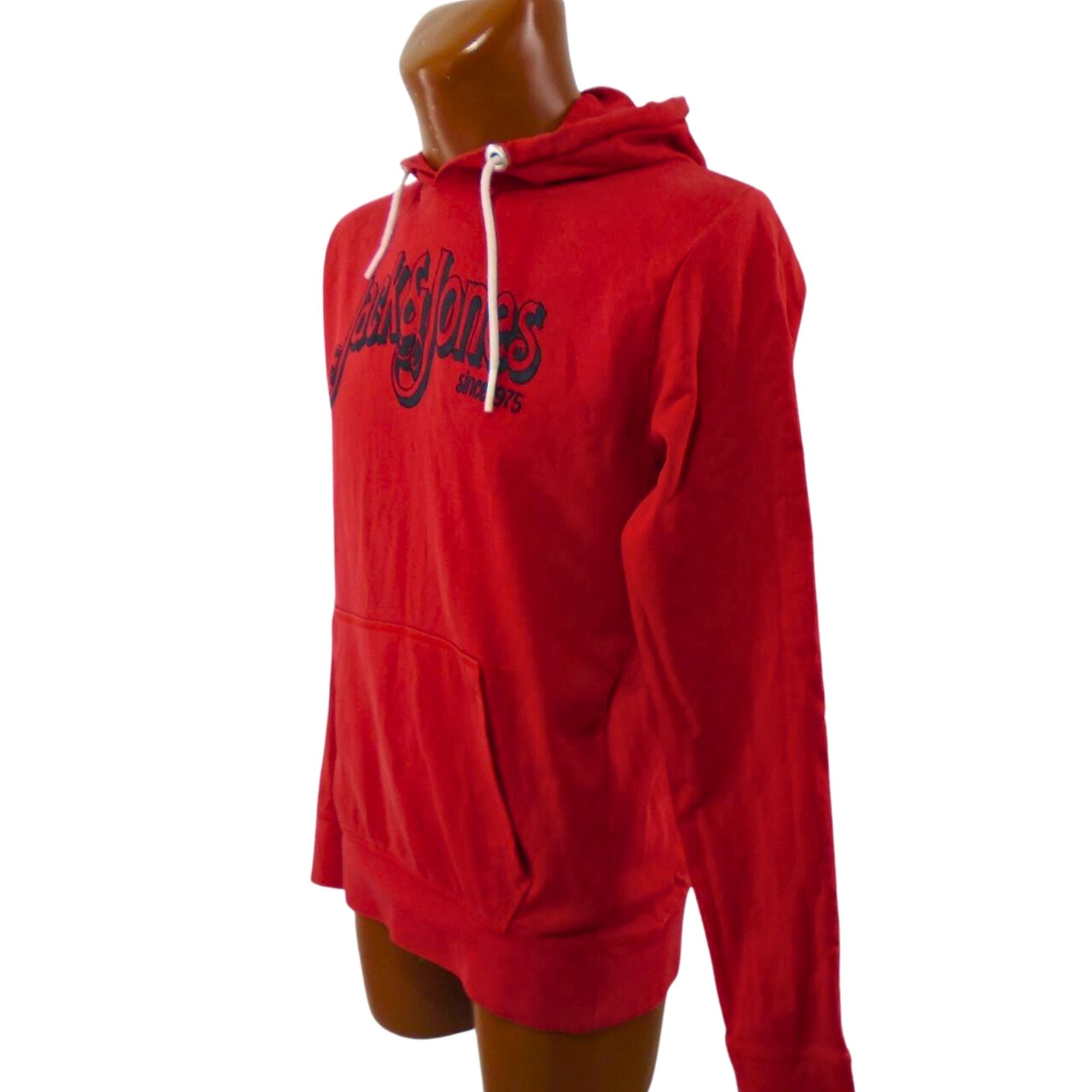 Eye-Catching Men's Jack & Jones Hoodie in Red, Size L - Used, Good Condition