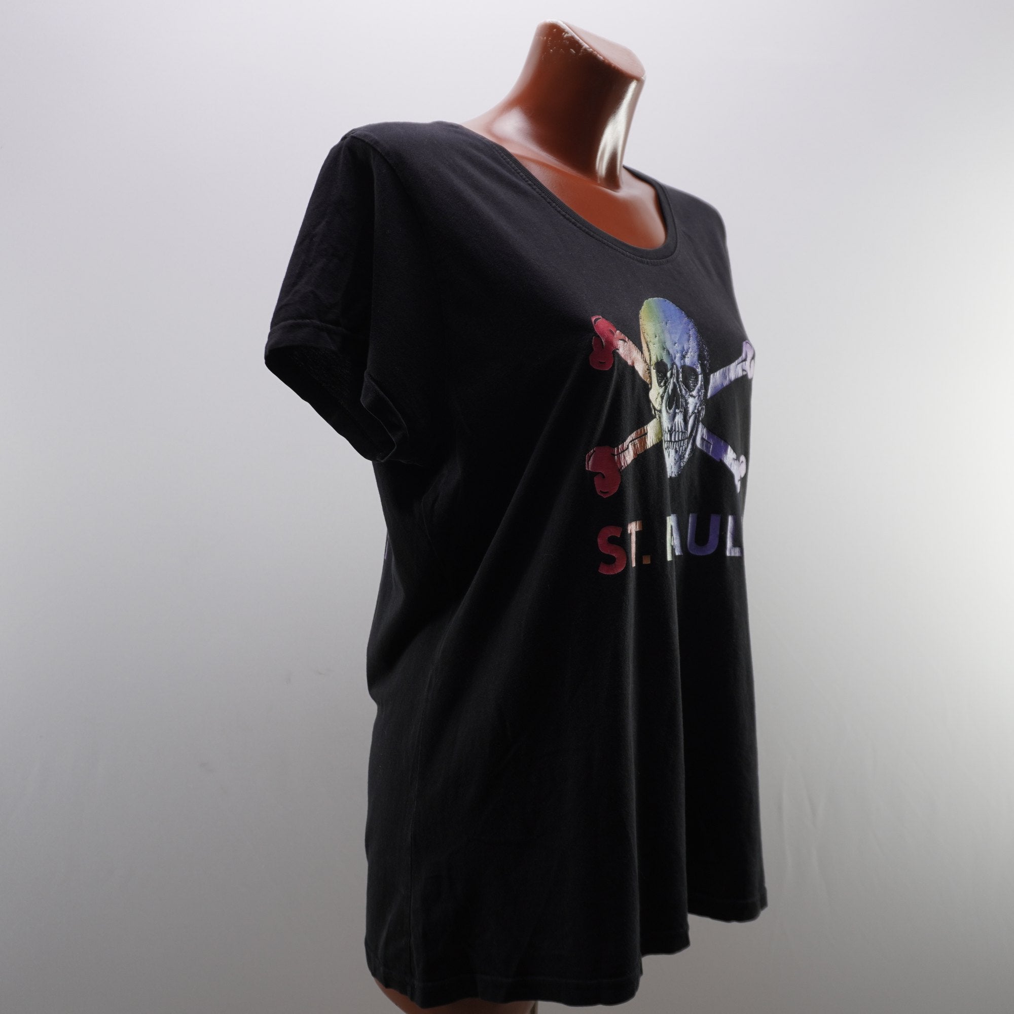 Camiseta de Manga Corta St. Pauli para Mujer - Negra, XL, Usada en Muy Buen Estado