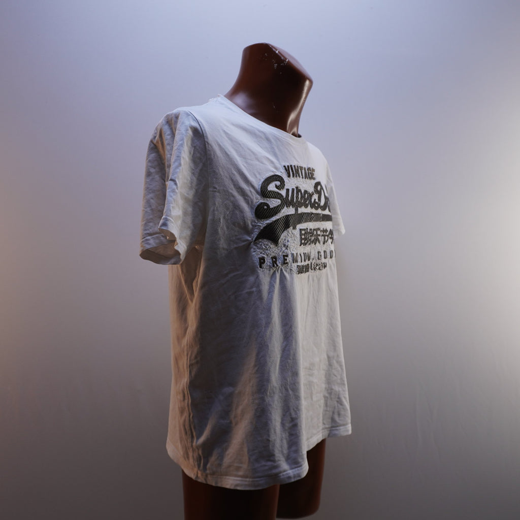 Camiseta de Manga Corta Superdry para Hombre Usada - Blanca, XXL