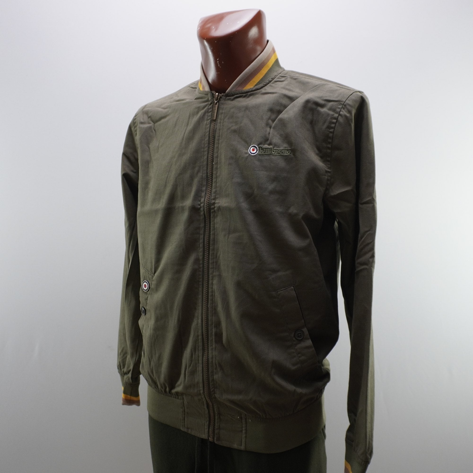 Chaqueta Bomber Lambretta para Hombre Usada - Beige y Marrón, M