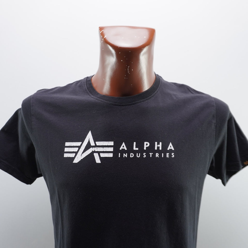 Camiseta de Manga Corta Alpha Industries para Hombre - Negra, M, Usada en Muy Buen Estado
