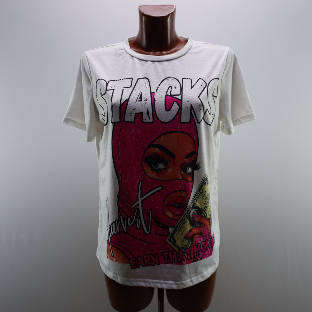 Camiseta de Manga Corta Italian Style para Mujer - Multicolor, M, Usada en Muy Buen Estado