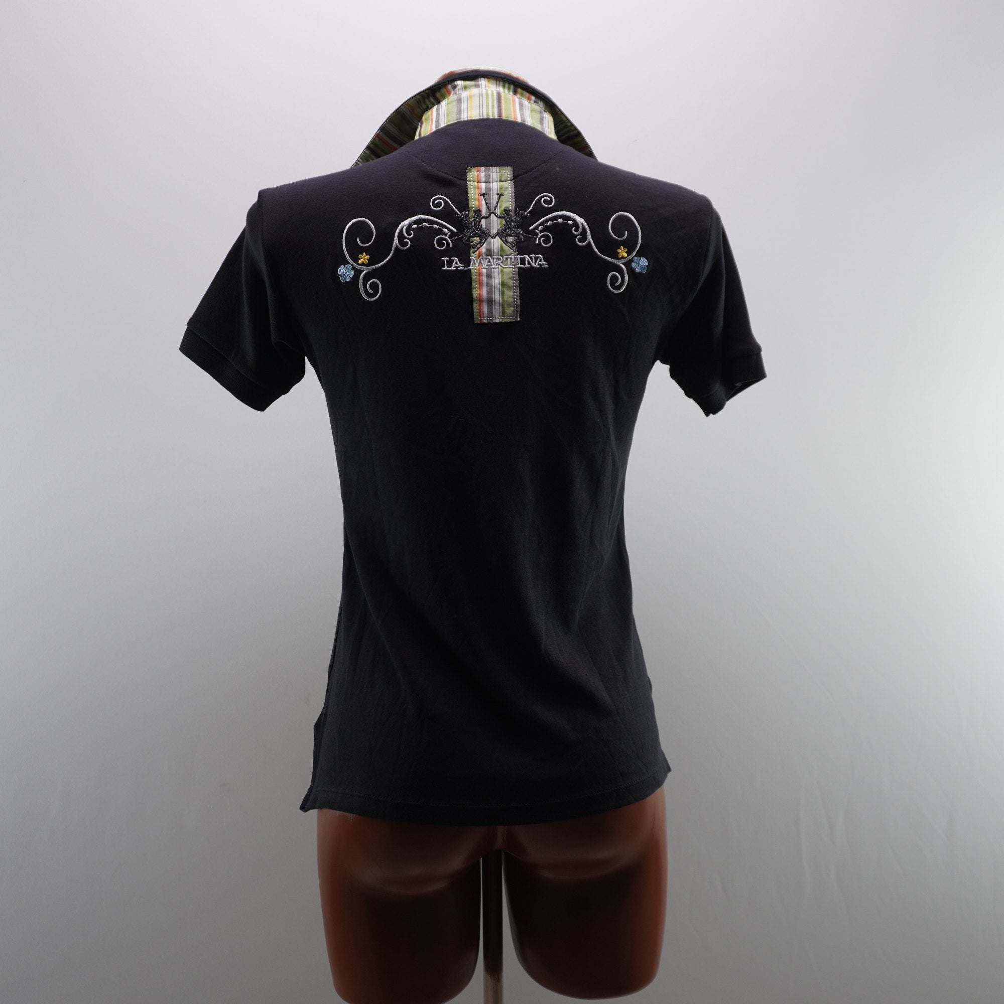Camiseta de Manga Corta La Martina para Mujer Usada - Negro, XXL