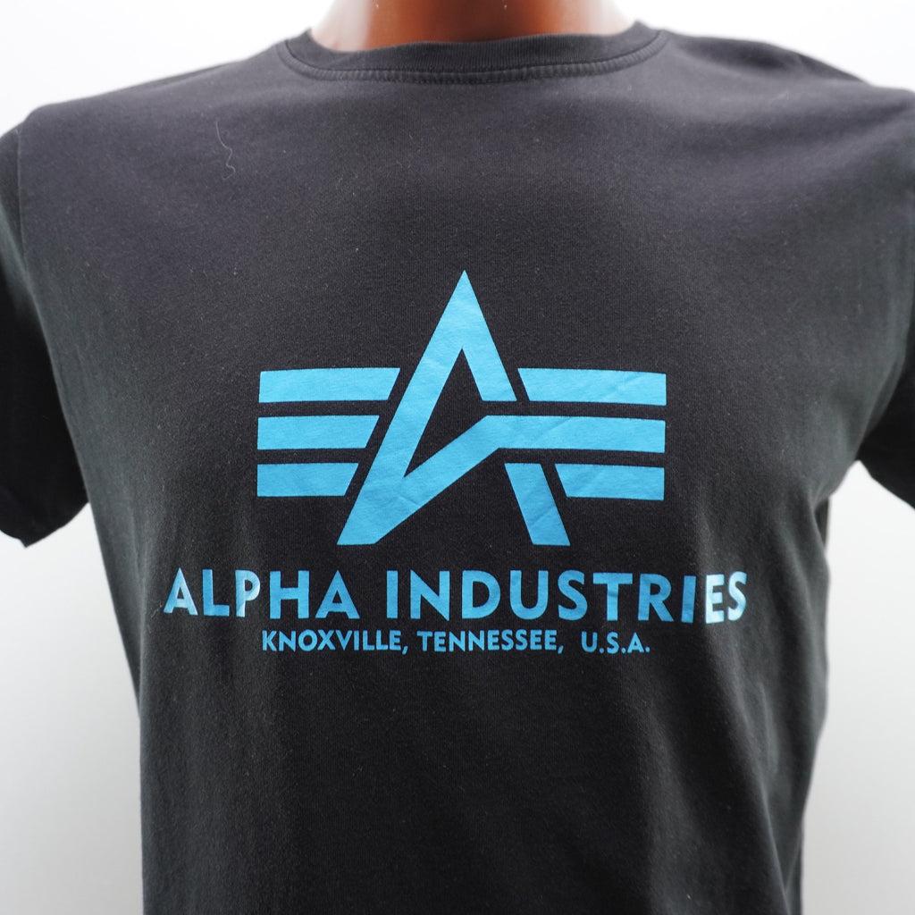 Camiseta de Manga Corta Alpha Industries para Hombre Usada - Negra, Mediana