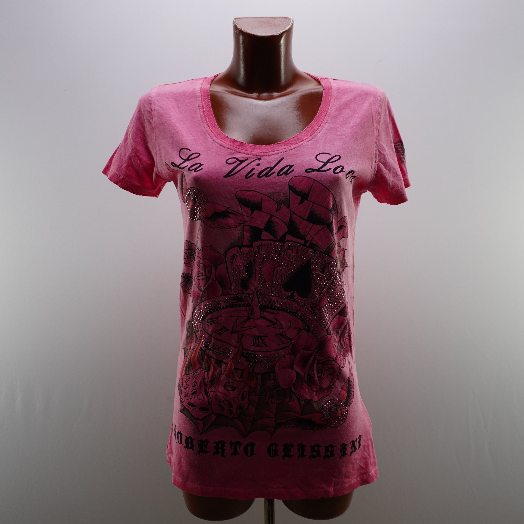 Camiseta de Manga Corta Roberto Geissine para Mujer - Rosa, XL - Usada en Muy Buen Estado