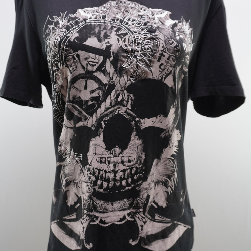 Camiseta de Manga Corta Roberto Cavalli para Mujer - Negro, L, Usada en Muy Buen Estado