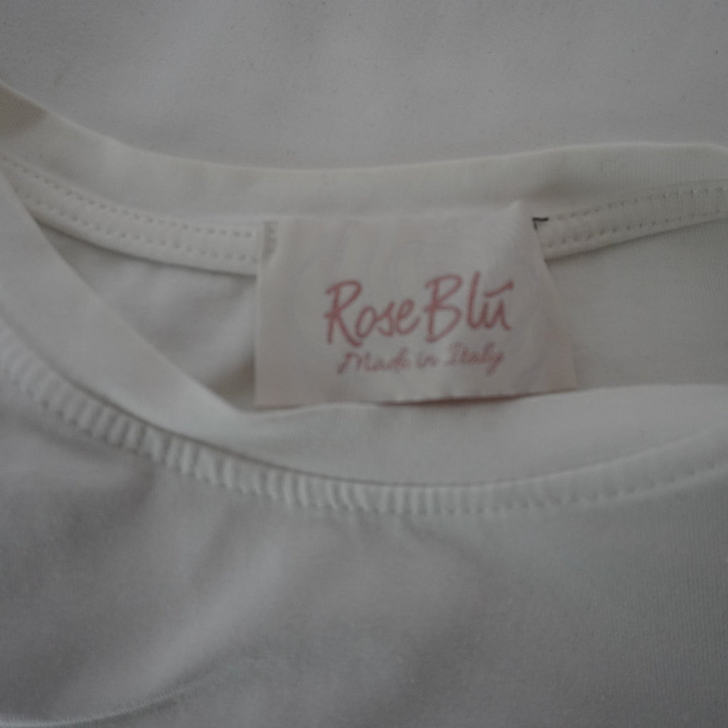 Camiseta de Manga Corta Rose Blu Candida para Mujer - Blanco, M (Usada en Muy Buen Estado)