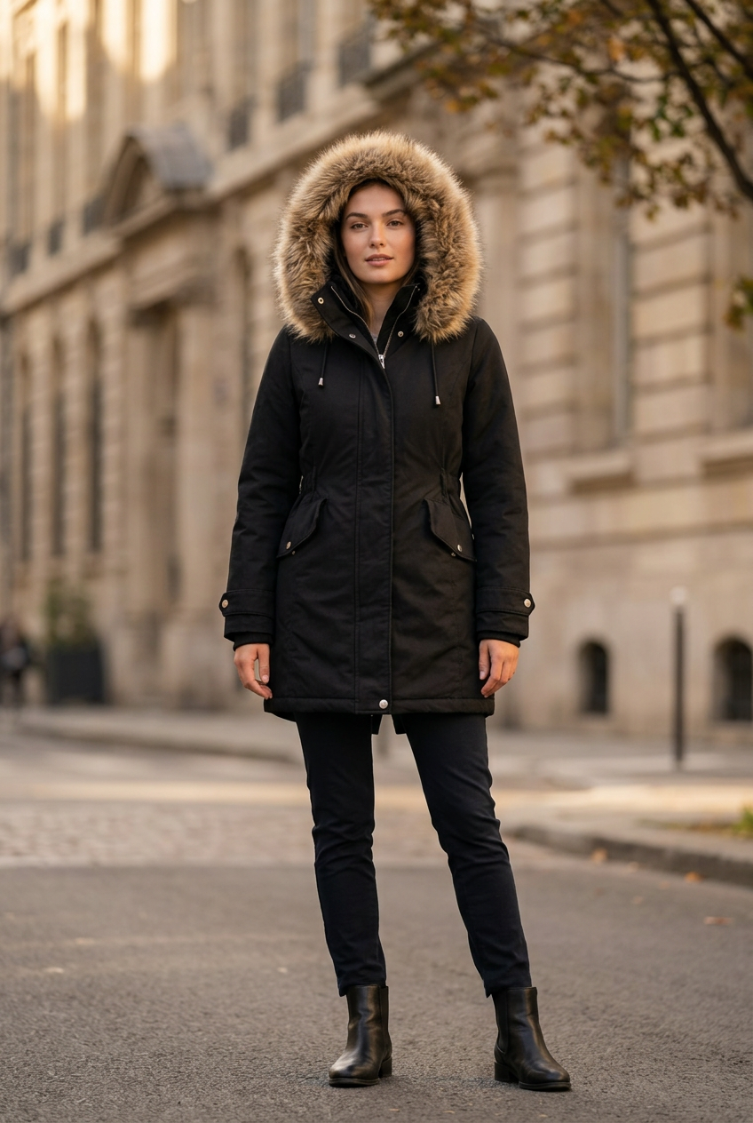 Parka Zara para Mujer Usada - Negra, XS