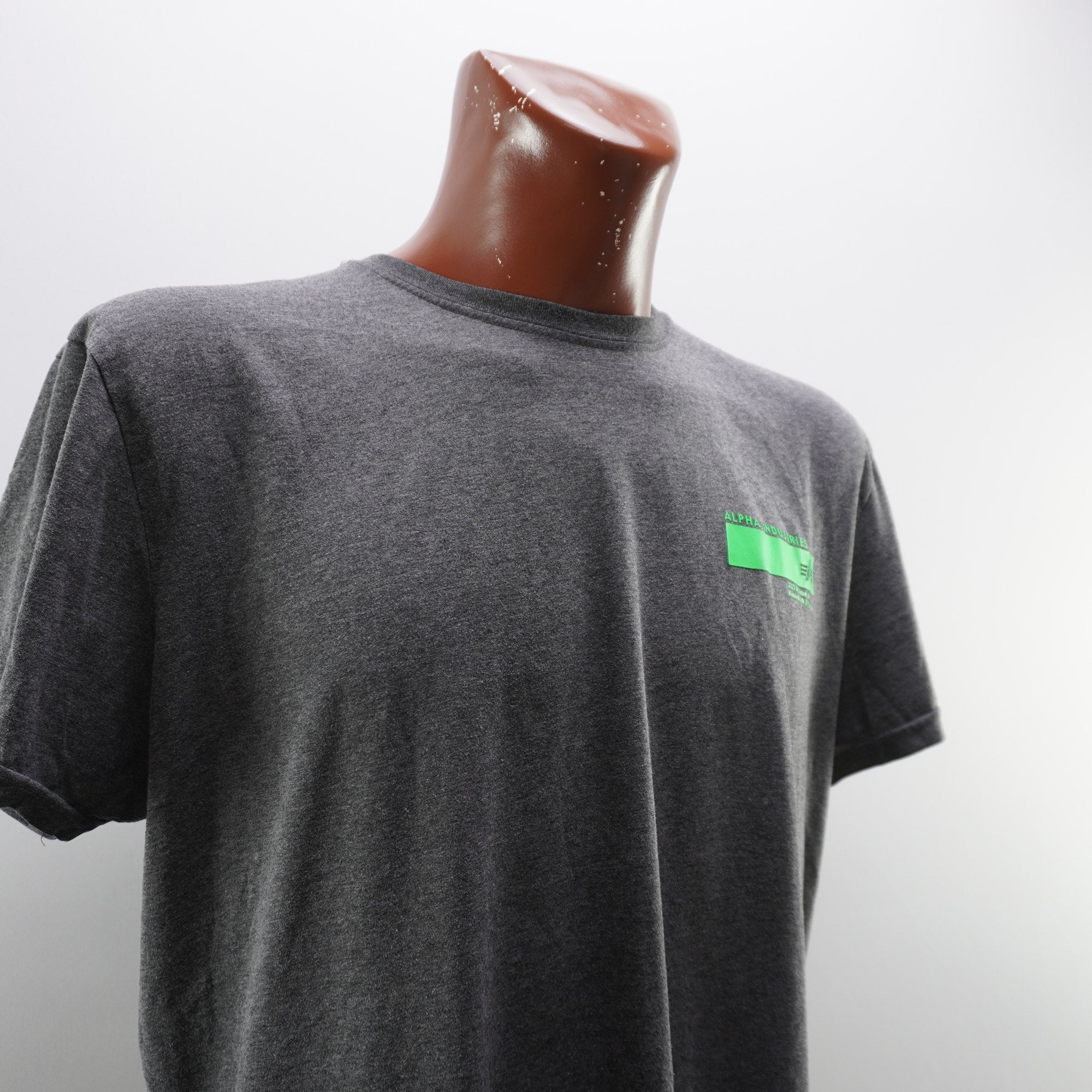 Camiseta de Manga Corta Alpha Industries para Hombre Usada - Gris, XXL