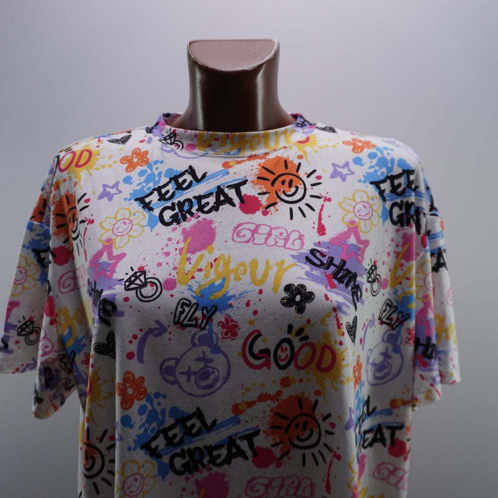 Camiseta de Manga Corta Italian Style para Mujer Usada - Multicolor, L