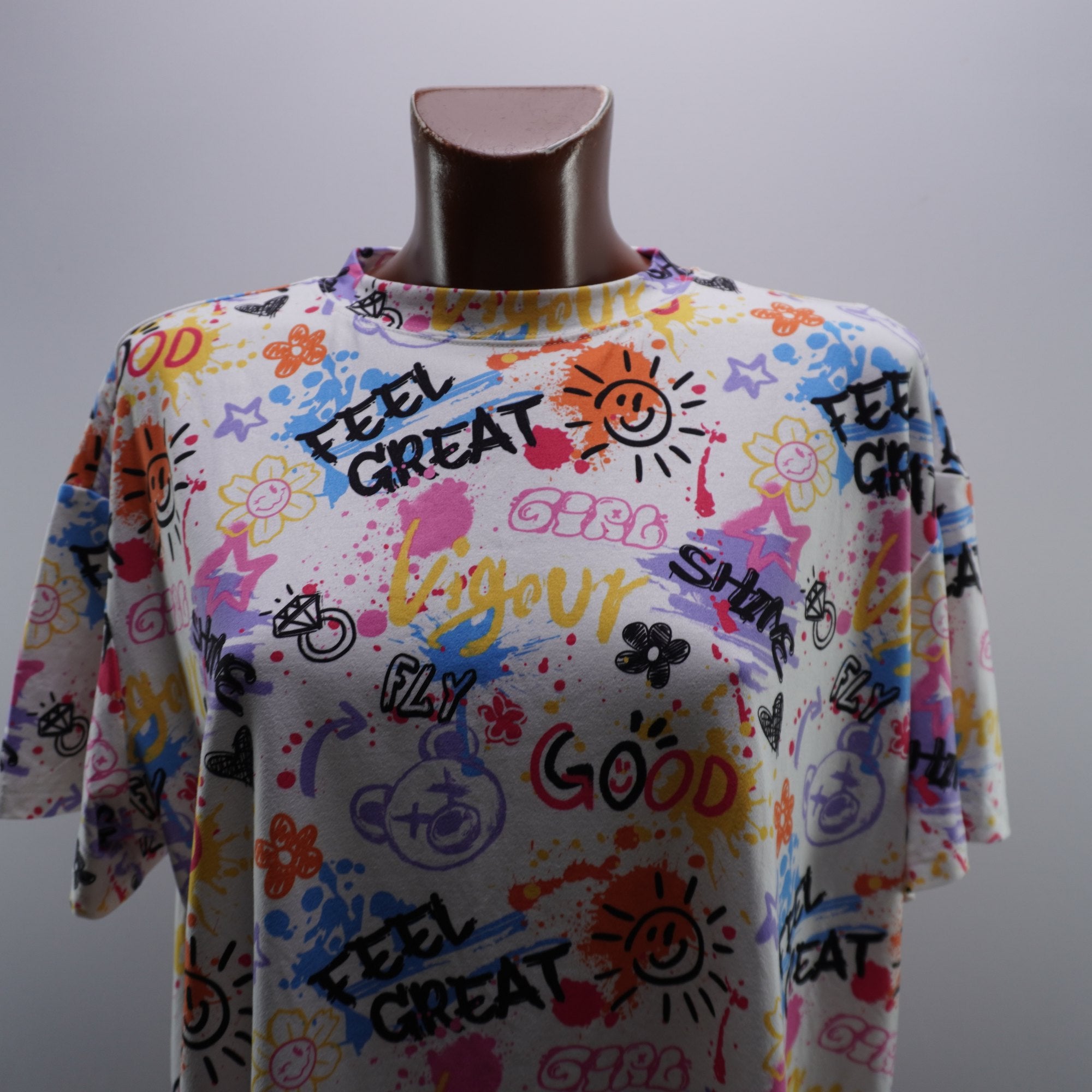 Camiseta de Manga Corta Italian Style para Mujer Usada - Multicolor, L