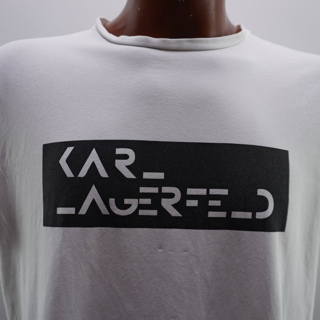 Camiseta de Manga Corta Karl Lagerfeld para Hombre - Blanco, XXL, Usada en Muy Buen Estado