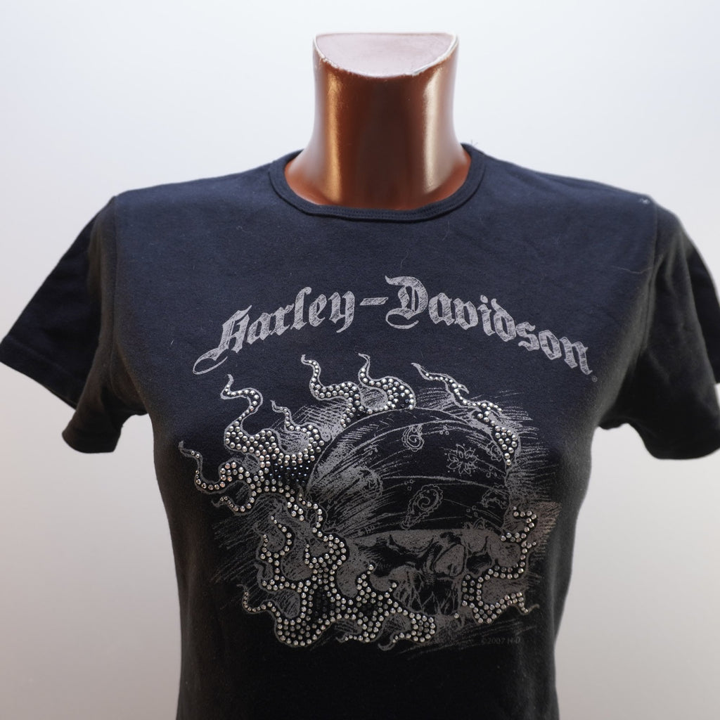 Camiseta Harley Davidson para Mujer Usada - Negra, L