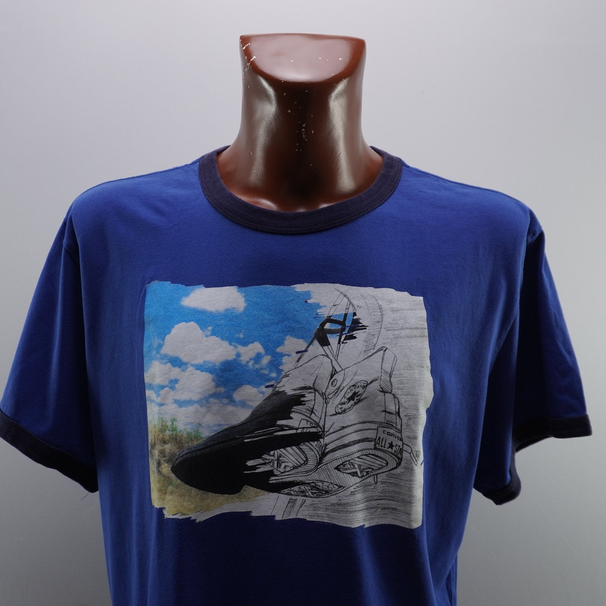 Camiseta de Manga Corta Converse para Hombre Usada - Azul, XL