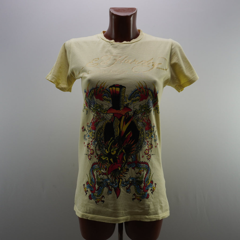Camiseta Ed Hardy para Mujer Usada - Amarillo, S