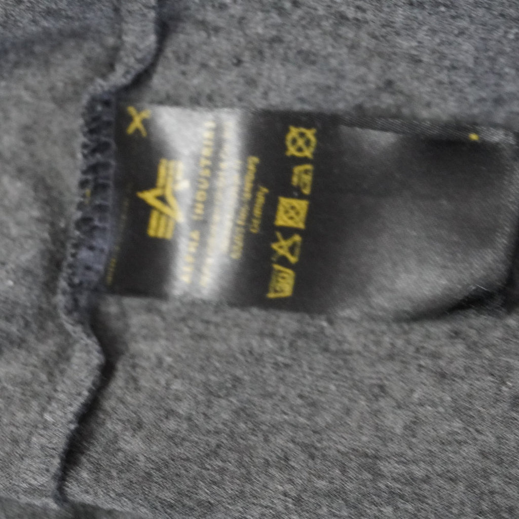 Camiseta de Manga Corta Alpha Industries para Hombre Usada - Gris, XXL