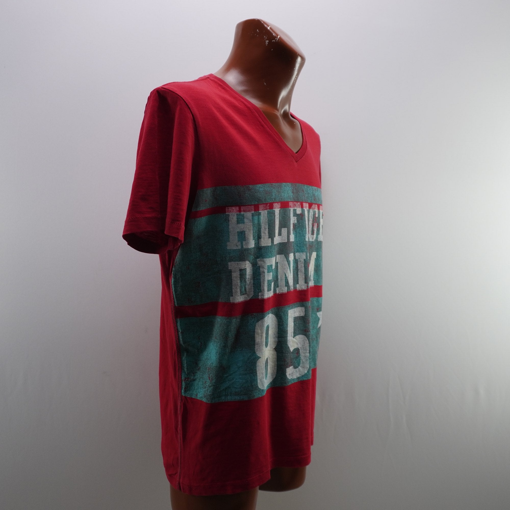 Camiseta de Manga Corta Tommy Hilfiger para Hombre - Roja, XL (Usada en Muy Buen Estado)