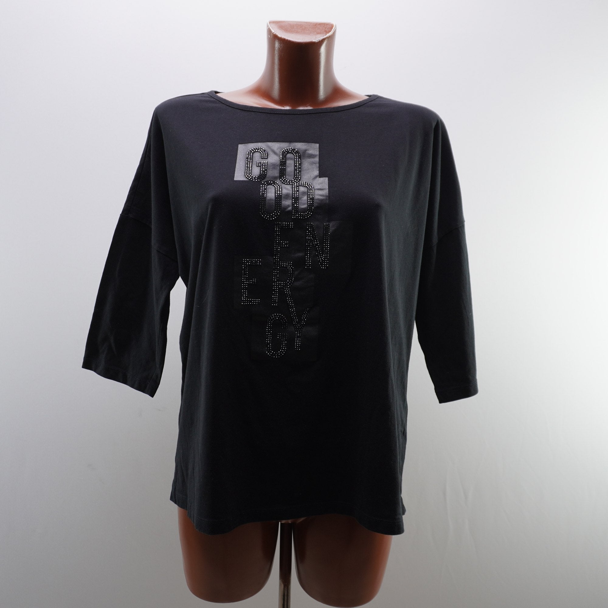 Camiseta de Manga Corta Cartoon para Mujer - Negra, XL - Usada en Muy Buen Estado