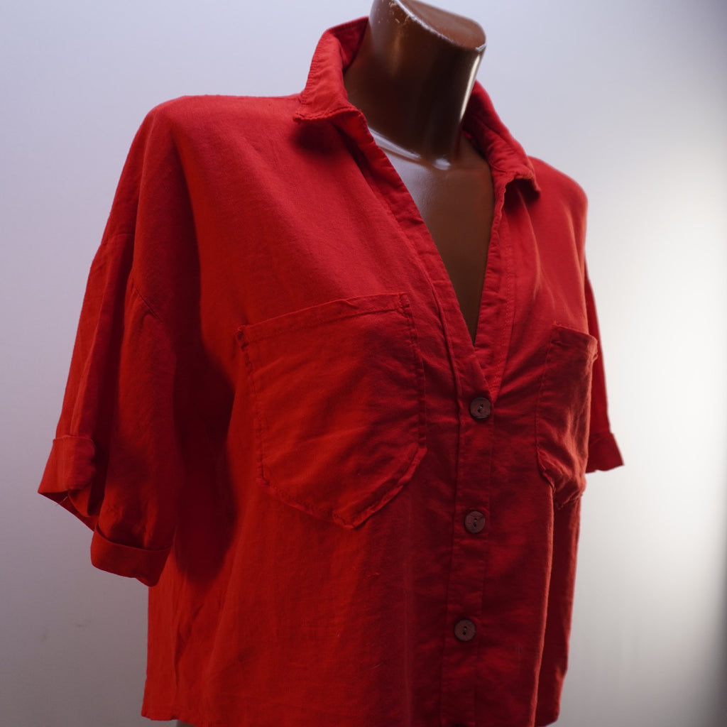 Camisa Henley Zara para Mujer Usada - Roja, M