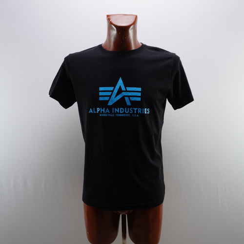 Camiseta de manga corta Alpha Industries hombre negra mediana vista frontal