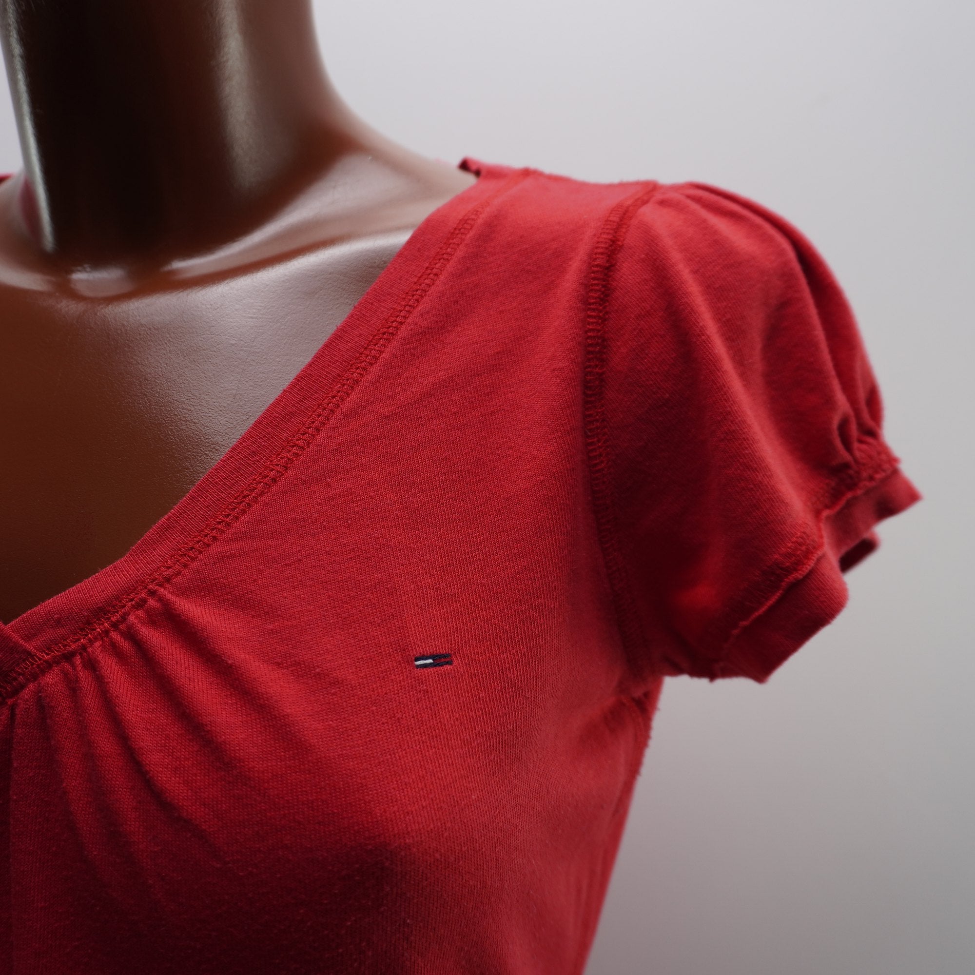 Camiseta de Manga Corta Tommy Hilfiger para Mujer Usada - Roja, L