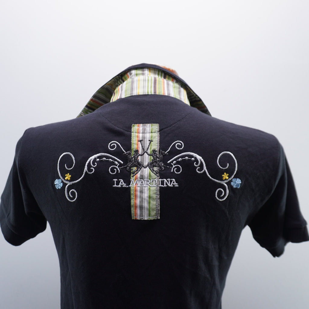 Camiseta de Manga Corta La Martina para Mujer Usada - Negro, XXL