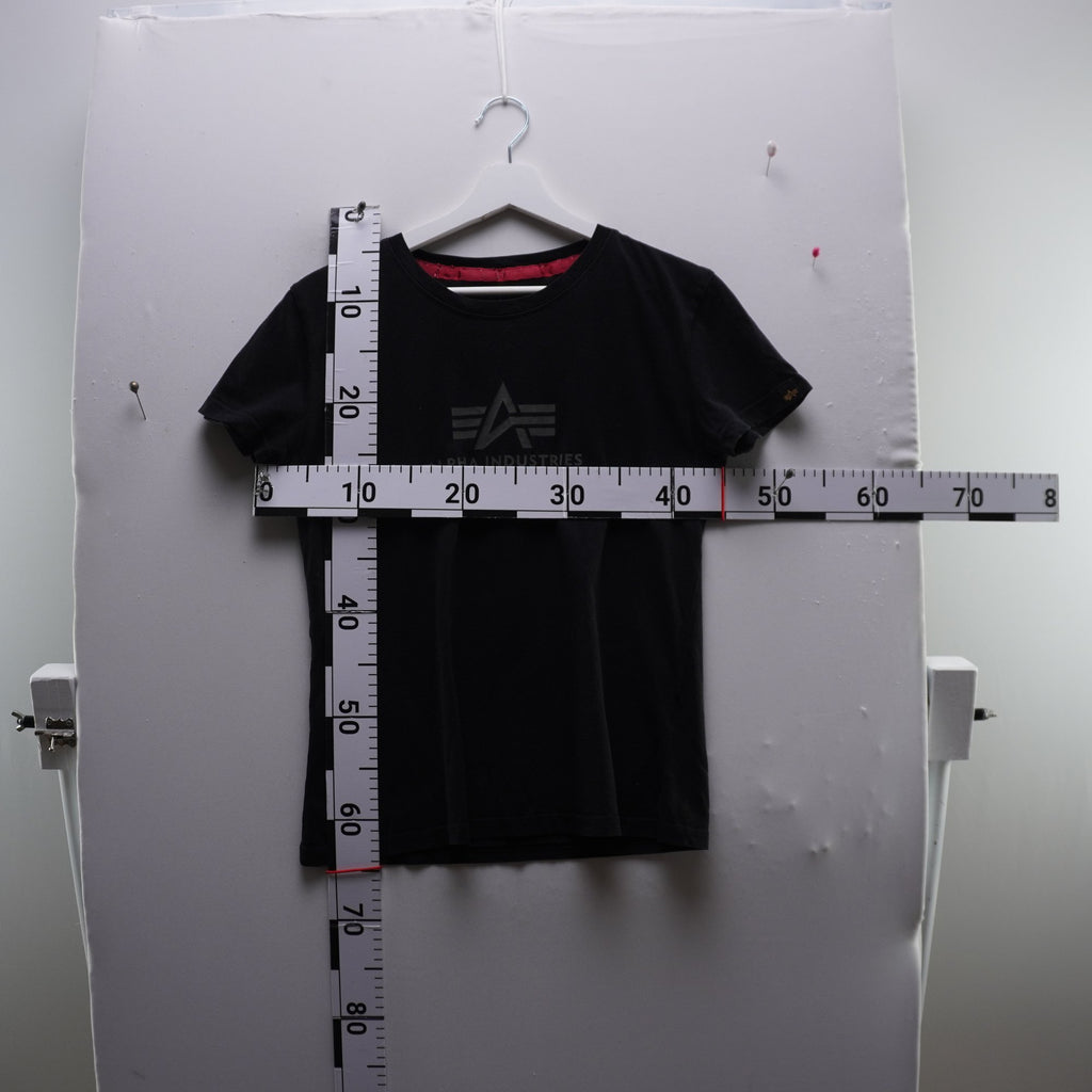 Camiseta de Manga Corta Alpha Industries para Mujer - Negra, S, Usada en Muy Buen Estado