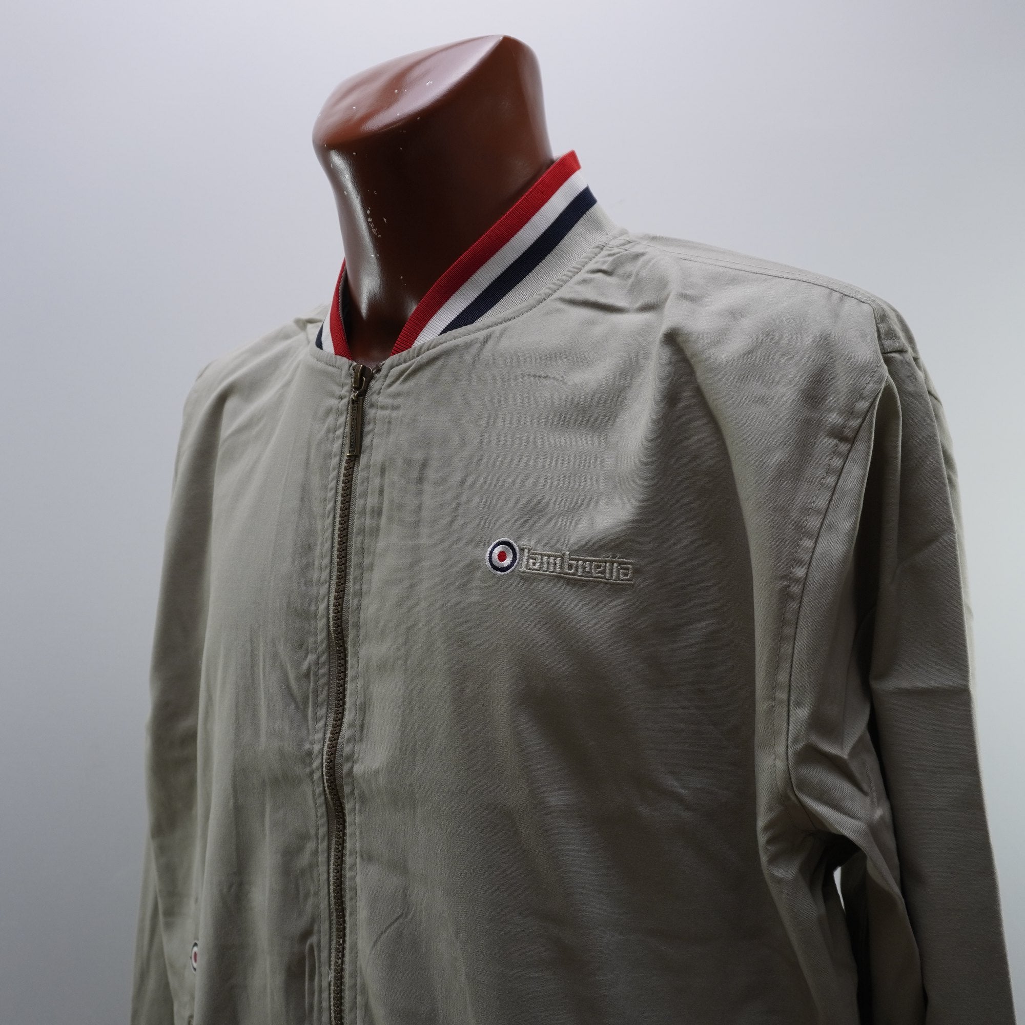Chaqueta Bomber Lambretta para Hombre Usada - Beige y Rojo, XXL