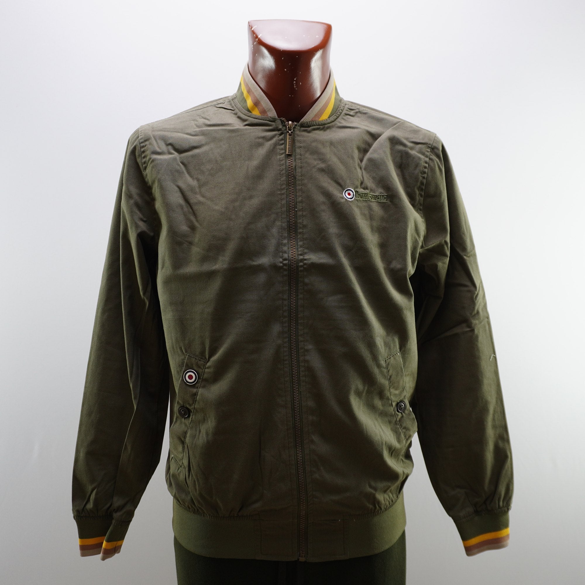 Chaqueta Bomber Lambretta para Hombre Usada - Beige y Marrón, M