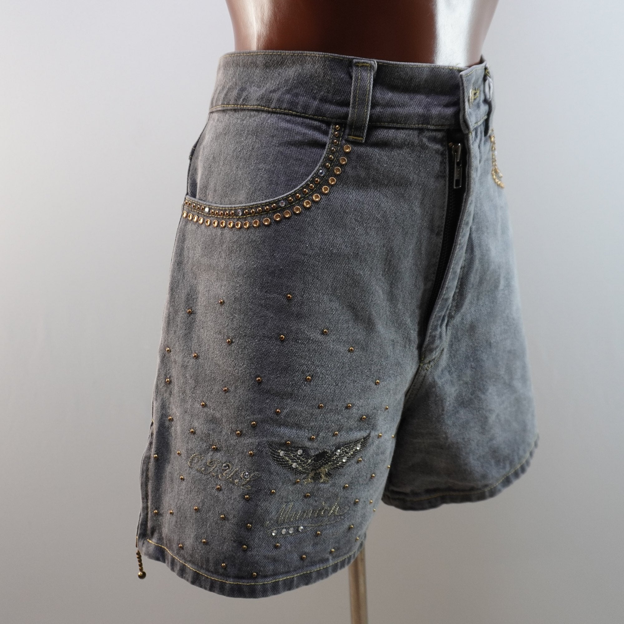 Pantalones Cortos Vaqueros Munich para Mujer Usados - Gris, M