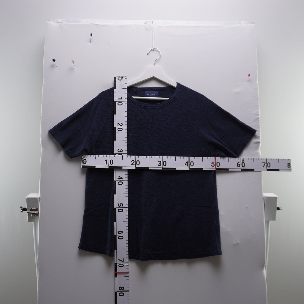 Camiseta de Manga Corta Pull & Bear para Mujer Usada - Azul Marino, S