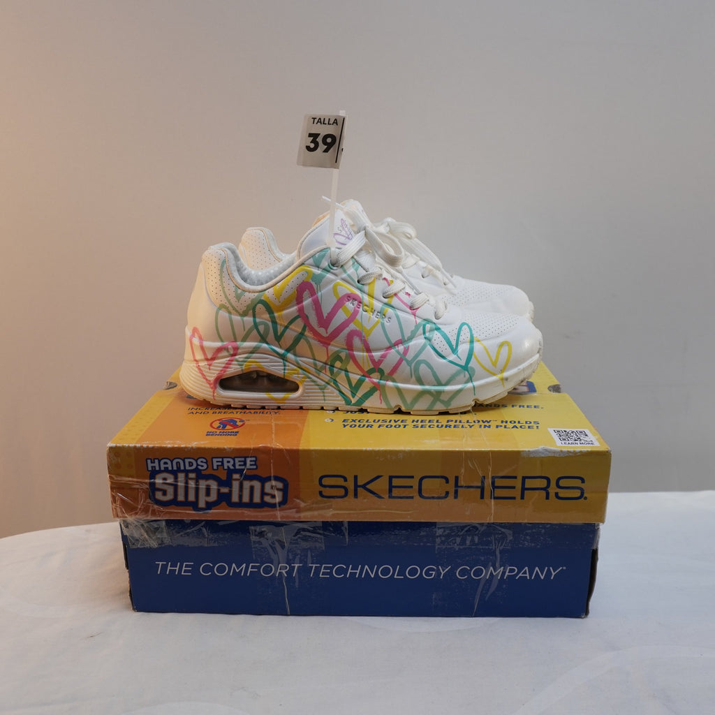 Zapatillas Skechers para Mujer Usadas - Blancas, Talla 39