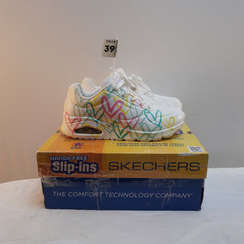 Zapatillas Skechers para Mujer Usadas - Blancas, Talla 39