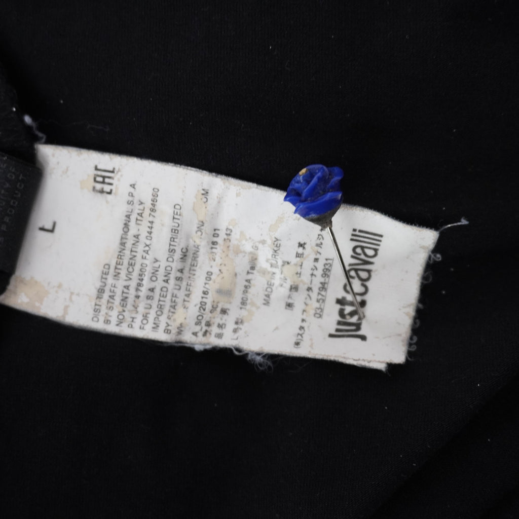 Camiseta de Manga Corta Roberto Cavalli para Mujer - Negro, L, Usada en Muy Buen Estado