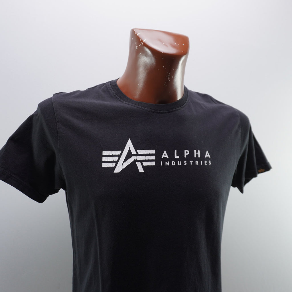 Camiseta de Manga Corta Alpha Industries para Hombre - Negra, M, Usada en Muy Buen Estado