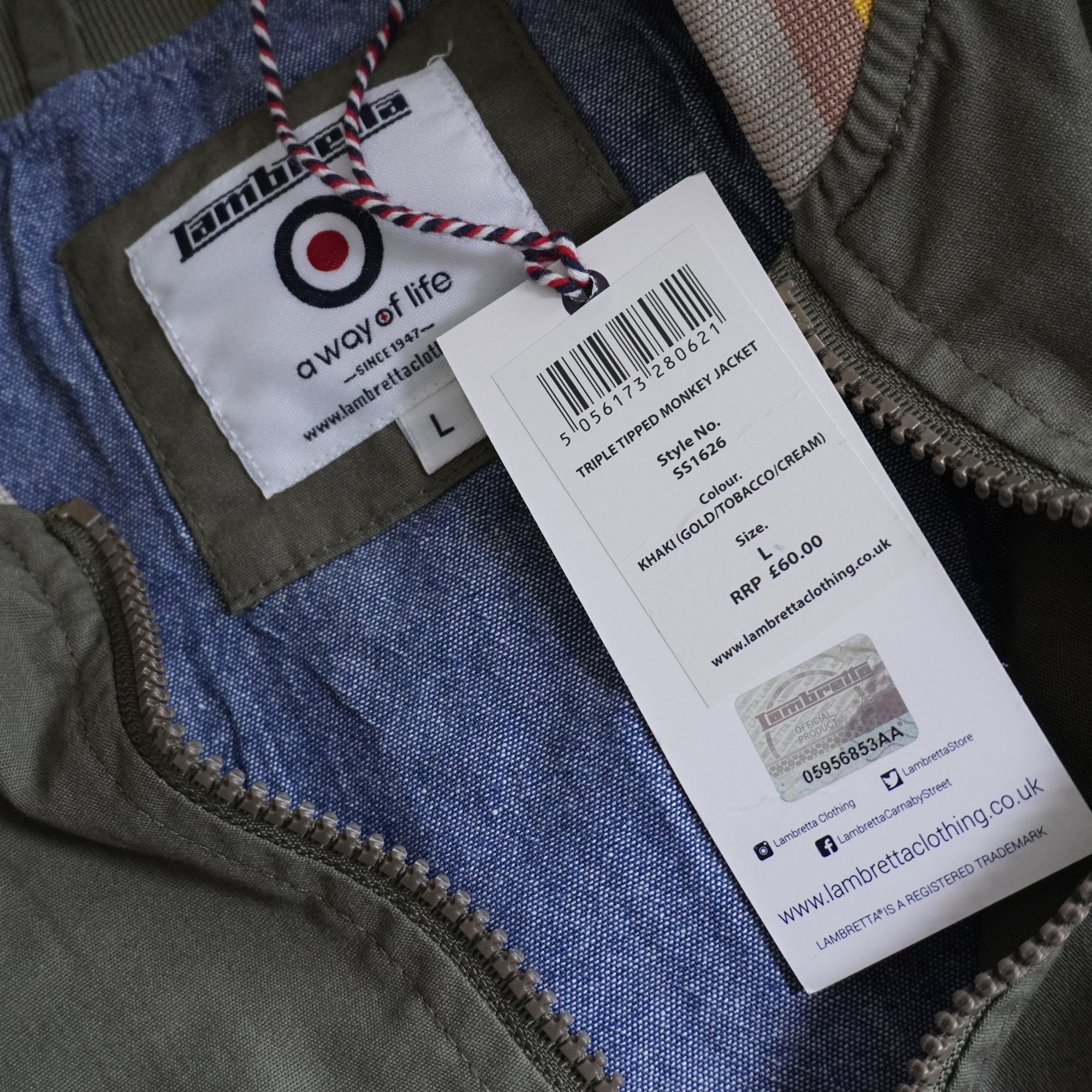 Chaqueta Bomber Lambretta para Hombre Usada - Beige, XL