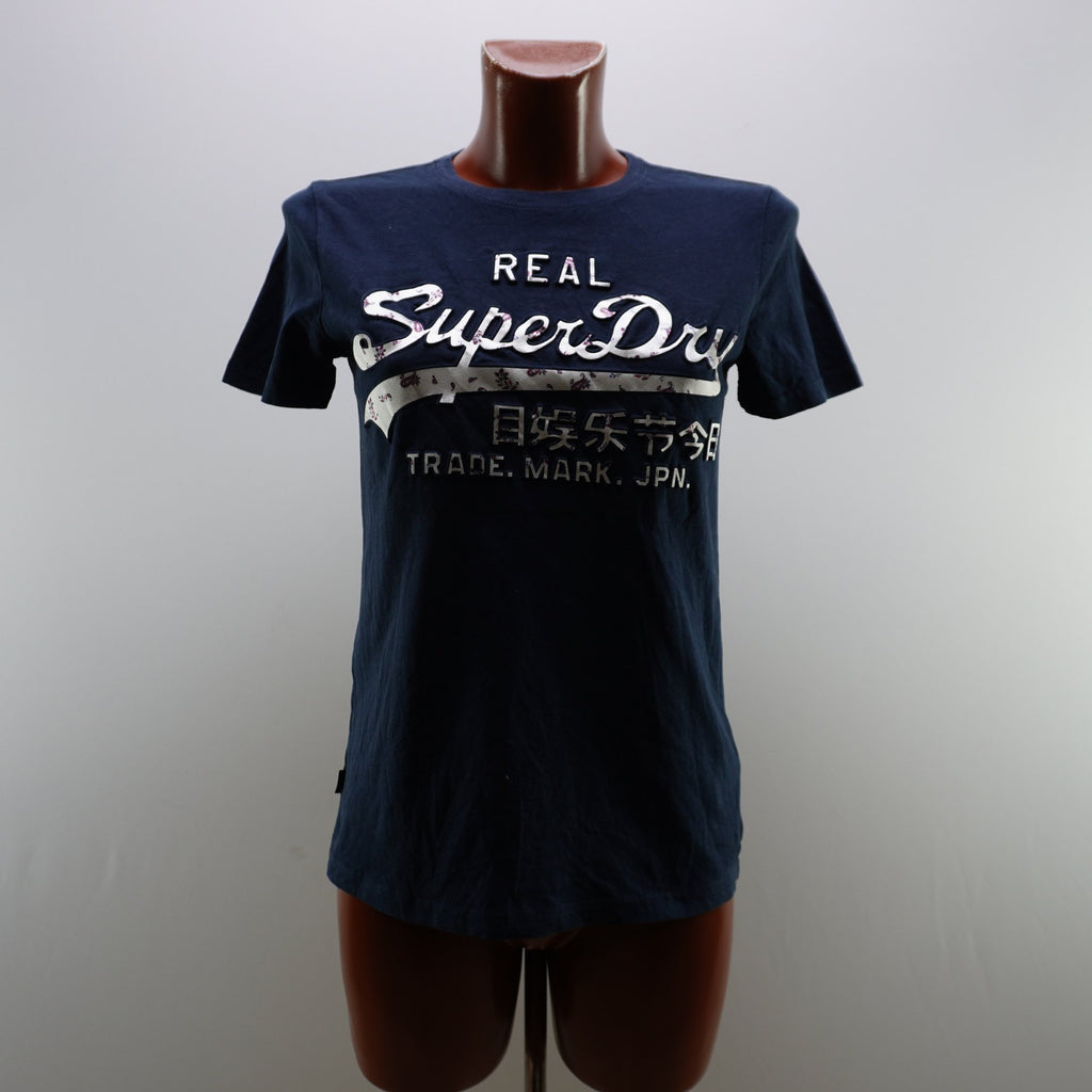 Camiseta de Manga Corta Superdry para Mujer - Azul Marino, S (Usada en Muy Buen Estado)