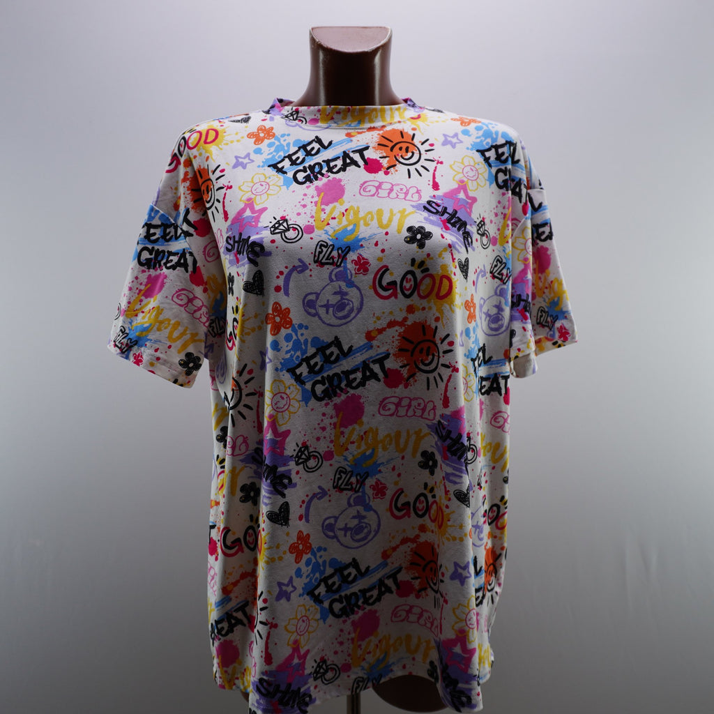 Camiseta de Manga Corta Italian Style para Mujer Usada - Multicolor, L