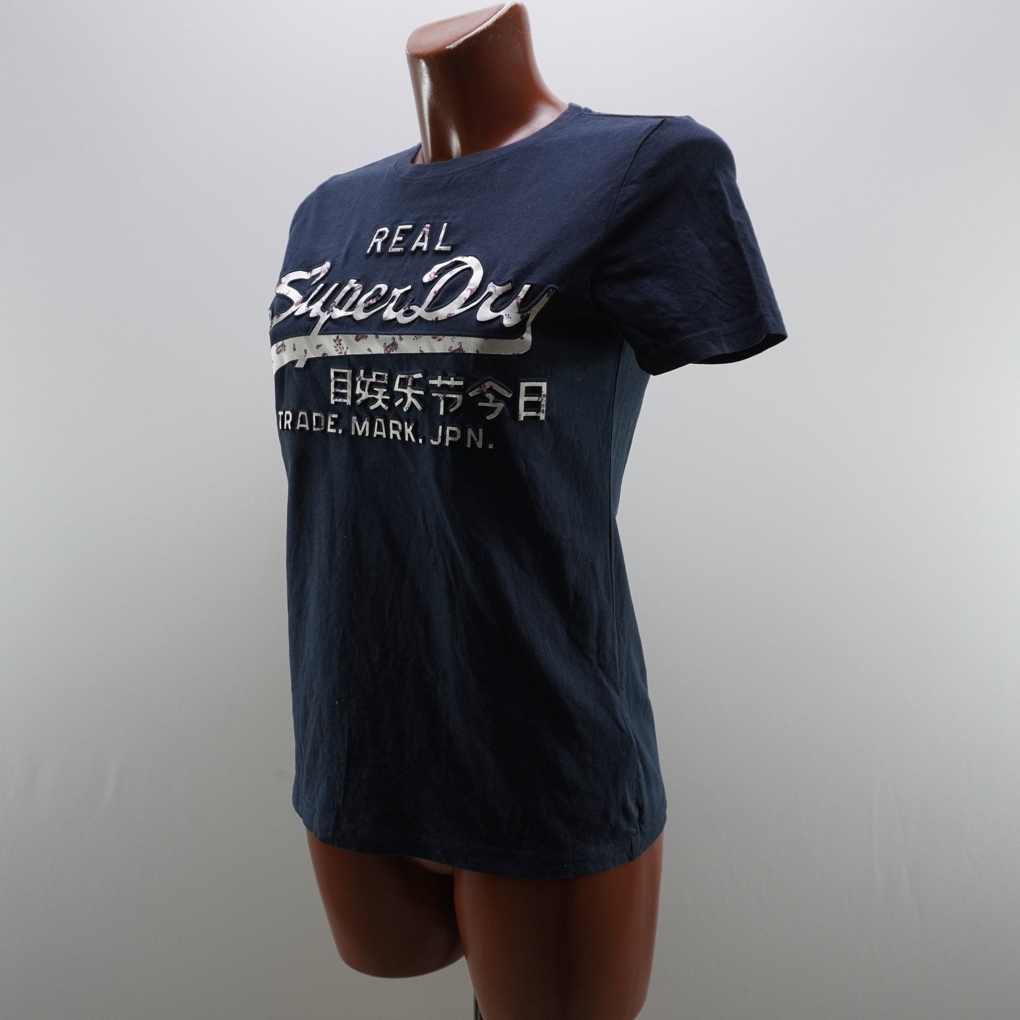 Camiseta de Manga Corta Superdry para Mujer - Azul Marino, S (Usada en Muy Buen Estado)