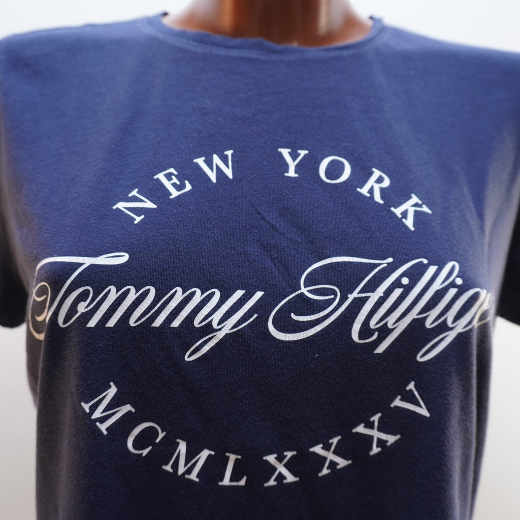 Camiseta de Manga Corta Tommy Hilfiger para Mujer Usada - Azul Marino, L