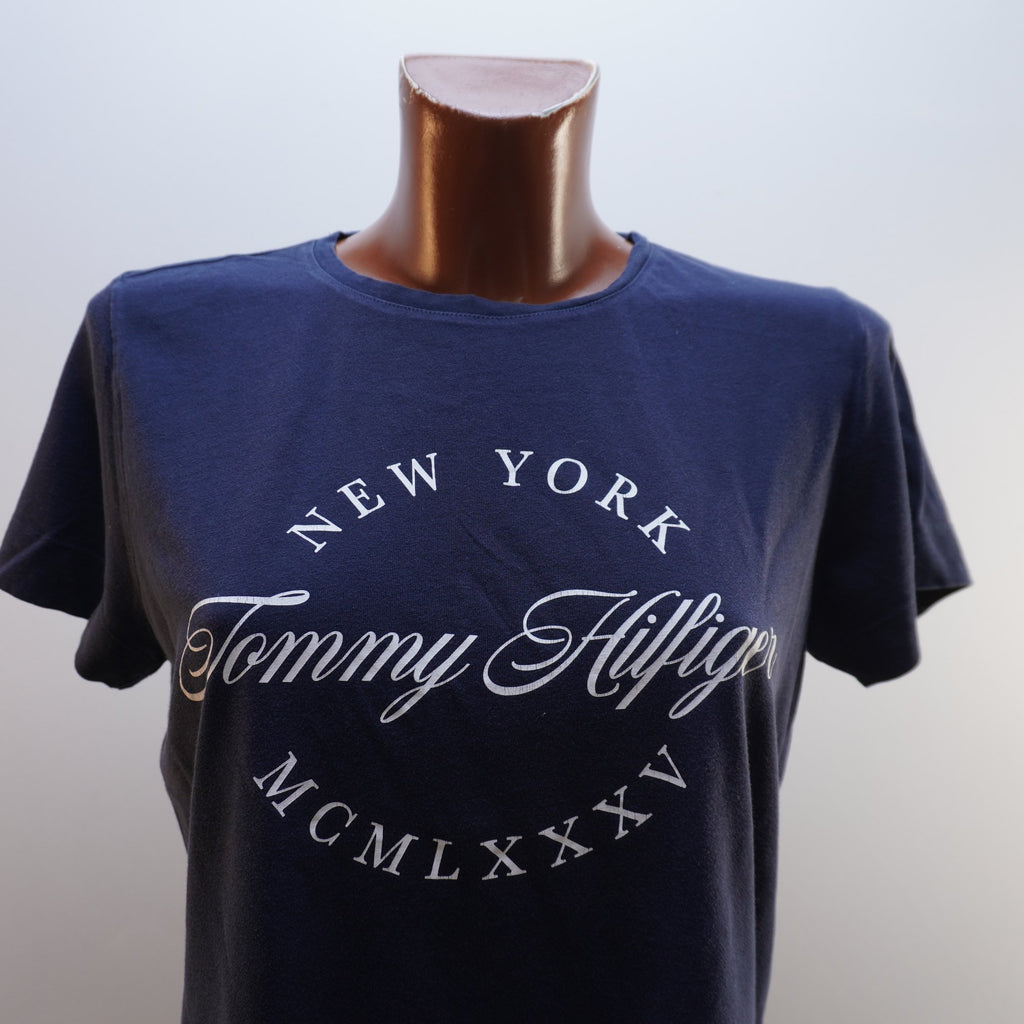 Camiseta de Manga Corta Tommy Hilfiger para Mujer Usada - Azul Marino, L