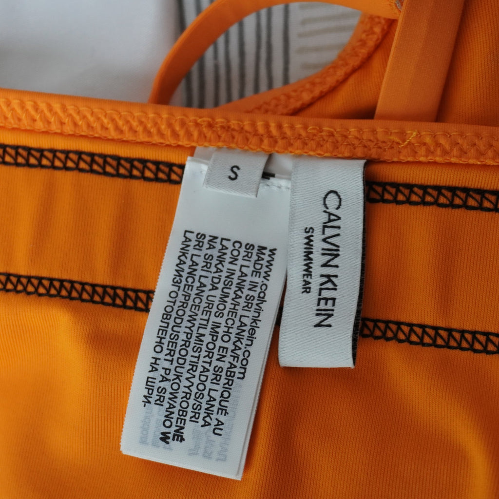 Parte Superior de Traje de Baño Calvin Klein para Mujer Usada - Naranja, S