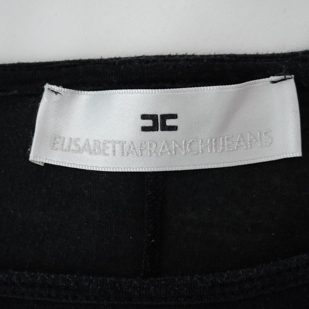 Camiseta de Manga Corta Elisabetta Franchi para Mujer - Negro, XL, Usada en Muy Buen Estado