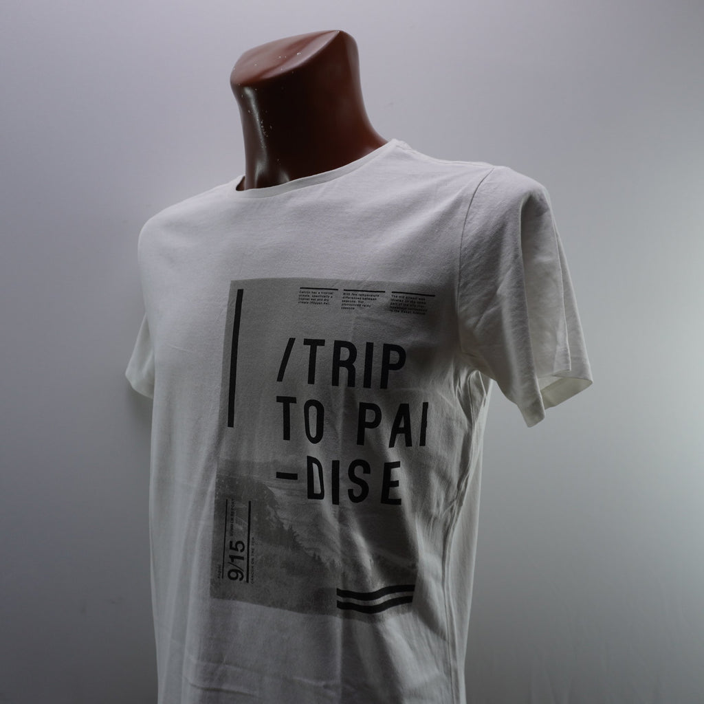 Camiseta de Manga Corta Mango para Hombre Usada - Blanca, S